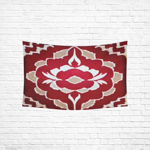 red and white flower, damask style Cotton Linen Wall Tapestry 60"x 40"