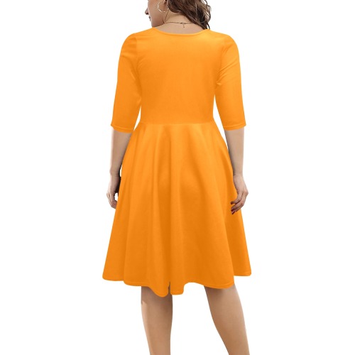 color UT orange Half Sleeve Skater Dress (Model D61)