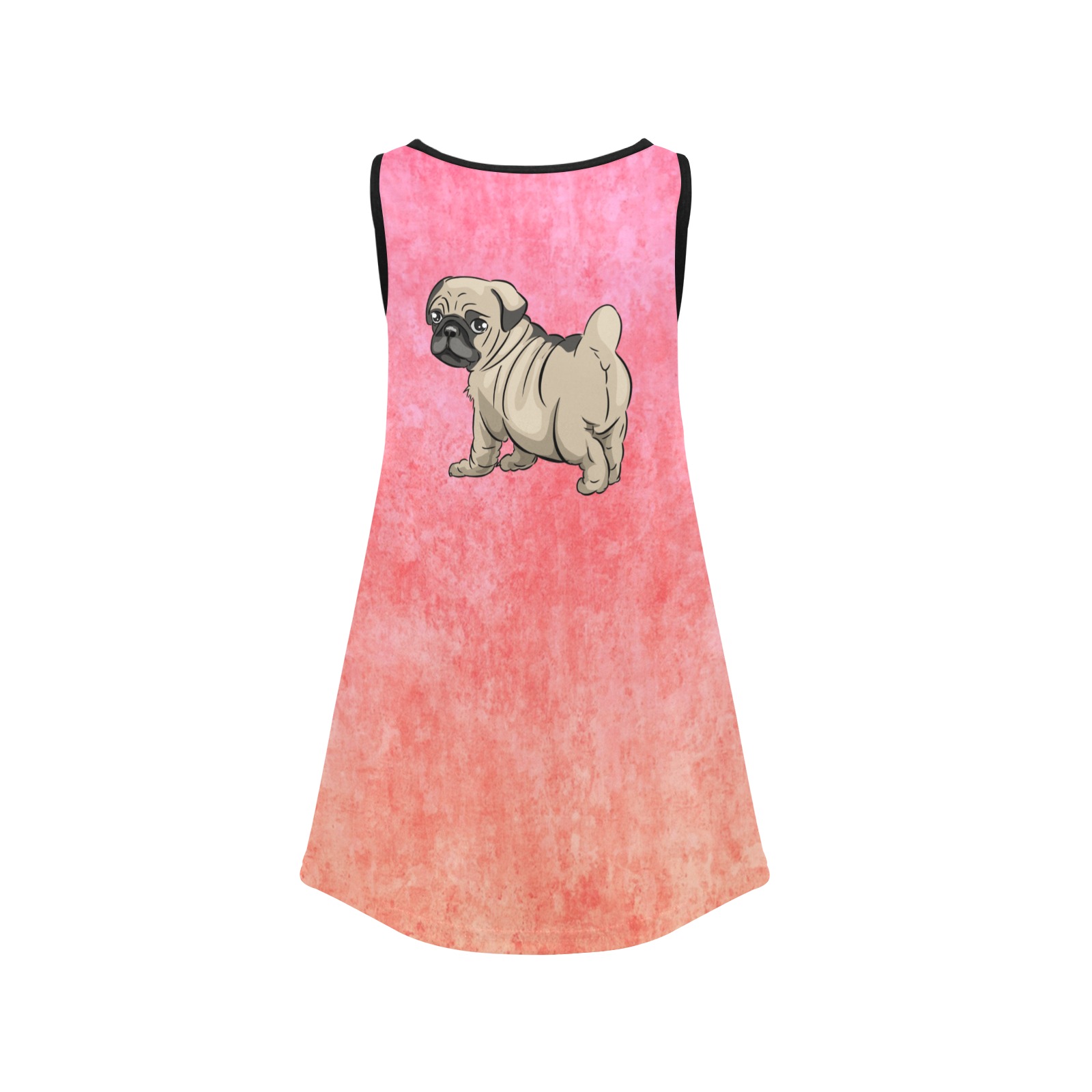 Pug Dress 2 Girls' Sleeveless Dress (Model D58)