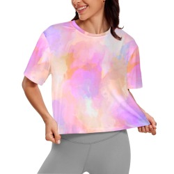 Paint watercolor pink DP_03 Women's Cropped T-shirt (Model T80)