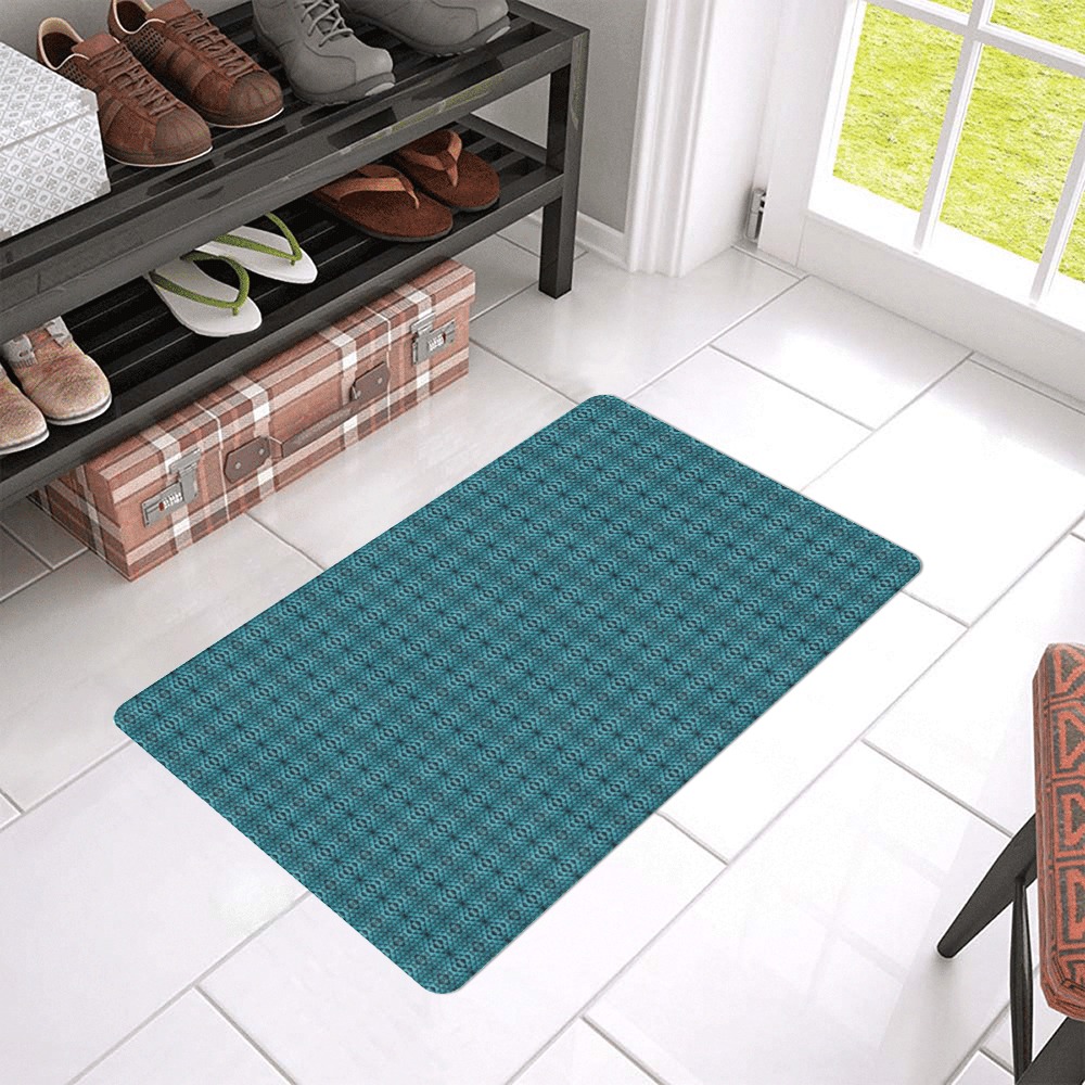 green repeating pattern Doormat 24"x16" (Black Base)