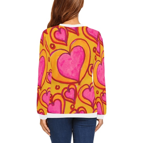 Hearts All Over Print Crewneck Sweatshirt for Women (Model H18)