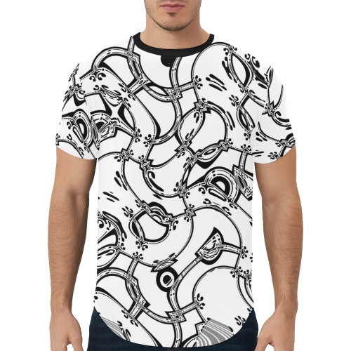 UNFINISHEDBUSINESS Men's All Over Print Curved Hem T-Shirt (Model T76)
