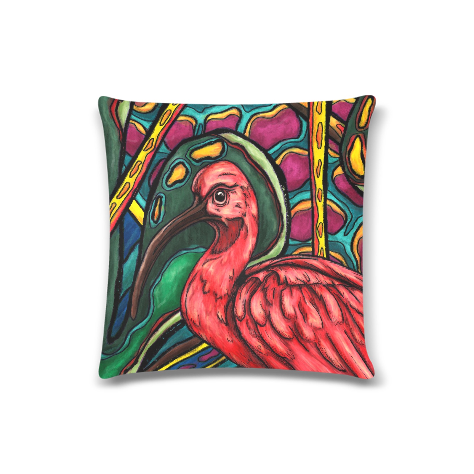 Scarlet ibis in tropical jungle Custom Zippered Pillow Case 16"x16"(Twin Sides)