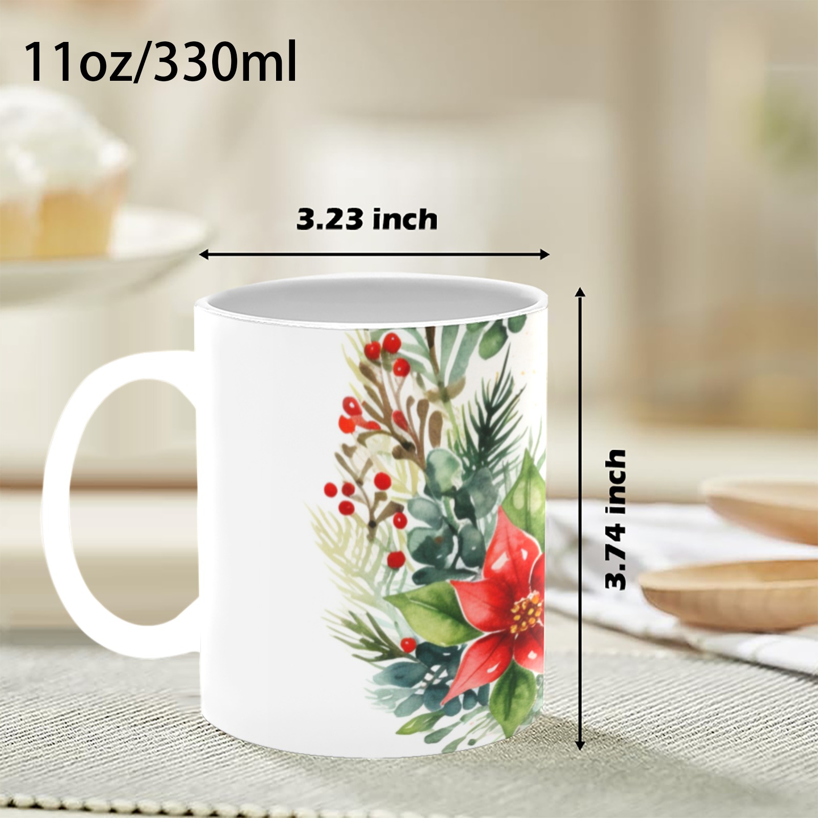 Christmas Wreath v2 Custom White Mug (11oz)