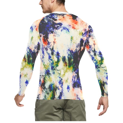Modern watercolor colorful marbling Men's Long Sleeve Swim Shirt (Model S39)