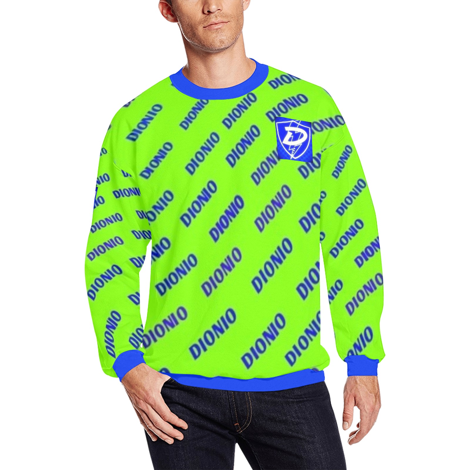 DIONIO - Steppers Sweatshirt Men's Oversized Fleece Crew Sweatshirt (Model H18)