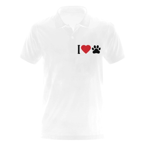 I Love My Pet _ Paw Men's Polo Shirt (Model T24)