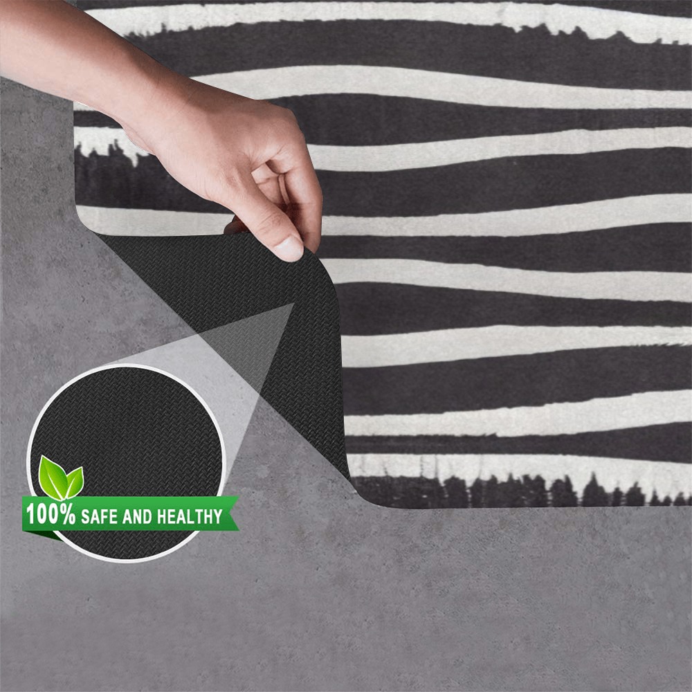 black and white zebra print Doormat 24"x16" (Black Base)