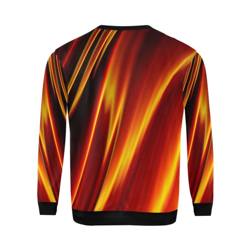 Orange and Red Flames Fractal Abstract All Over Print Crewneck Sweatshirt for Men (Model H18)