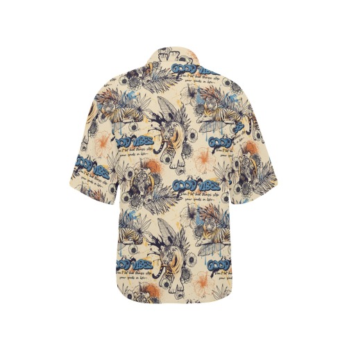 tiger 001 All Over Print Hawaiian Shirt for Women (Model T58)