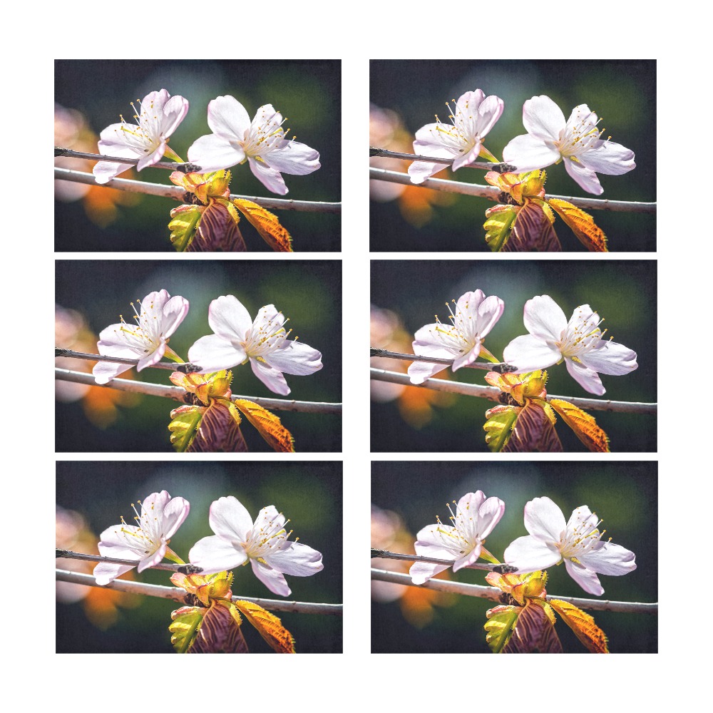 Slender sakura flowers. Sunlight and shadows. Placemat 12’’ x 18’’ (Set of 6)