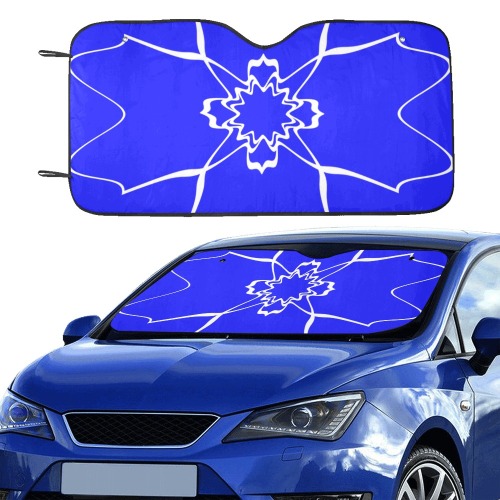 White Interlocking Triangles2 Starred blue Car Sun Shade 55"x30"