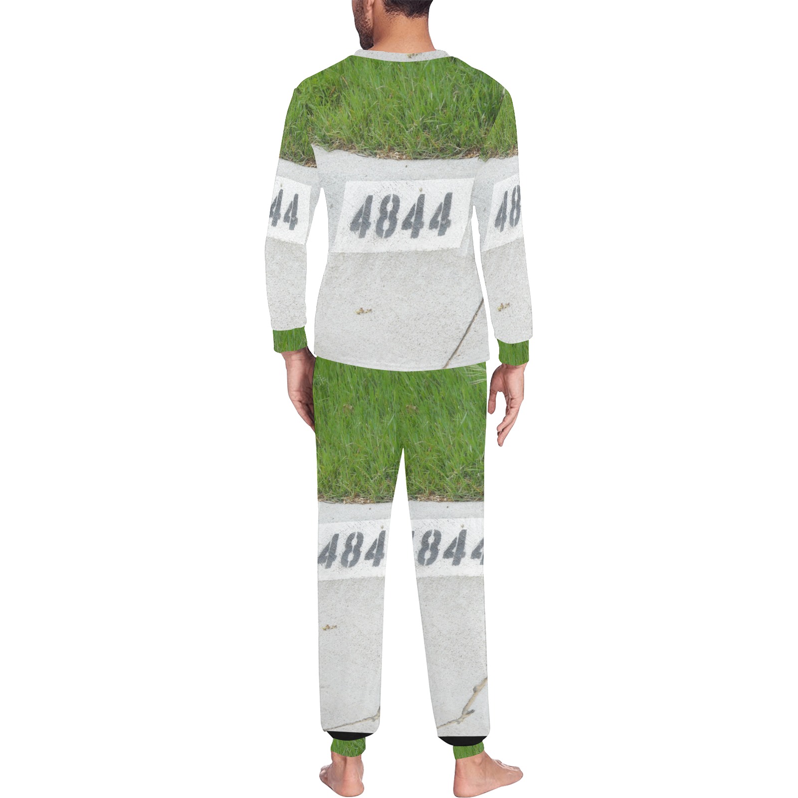 Street Number 4844 Men's All Over Print Pajama Set with Custom Cuff