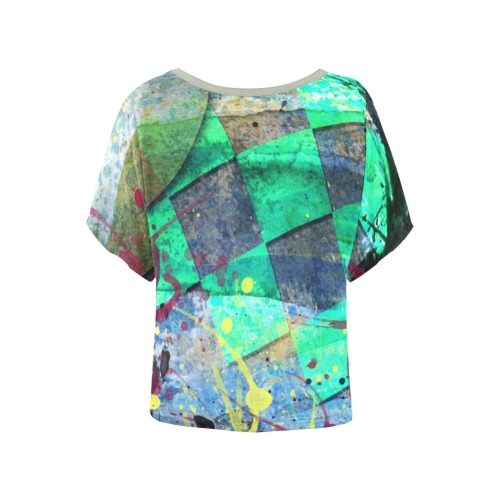 in the groove - abstract play Women's Batwing-Sleeved Blouse T shirt (Model T44)