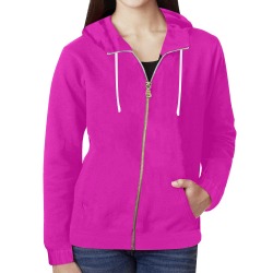 Solid Hot Pink All Over Print Full Zip Hoodie for Women (Model H14)