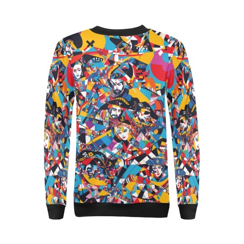 Fantasy pirates colorful geometric abstract art. All Over Print Crewneck Sweatshirt for Women (Model H18)