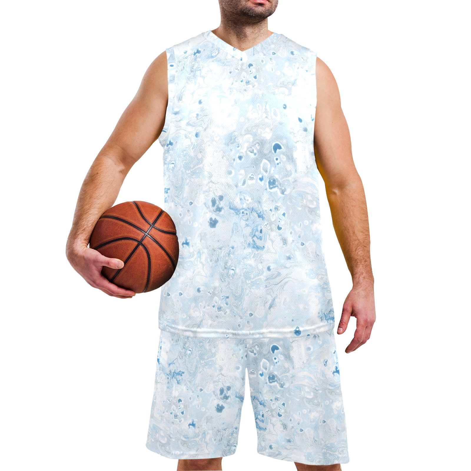 marbling 6-6 Men's V-Neck Basketball Uniform