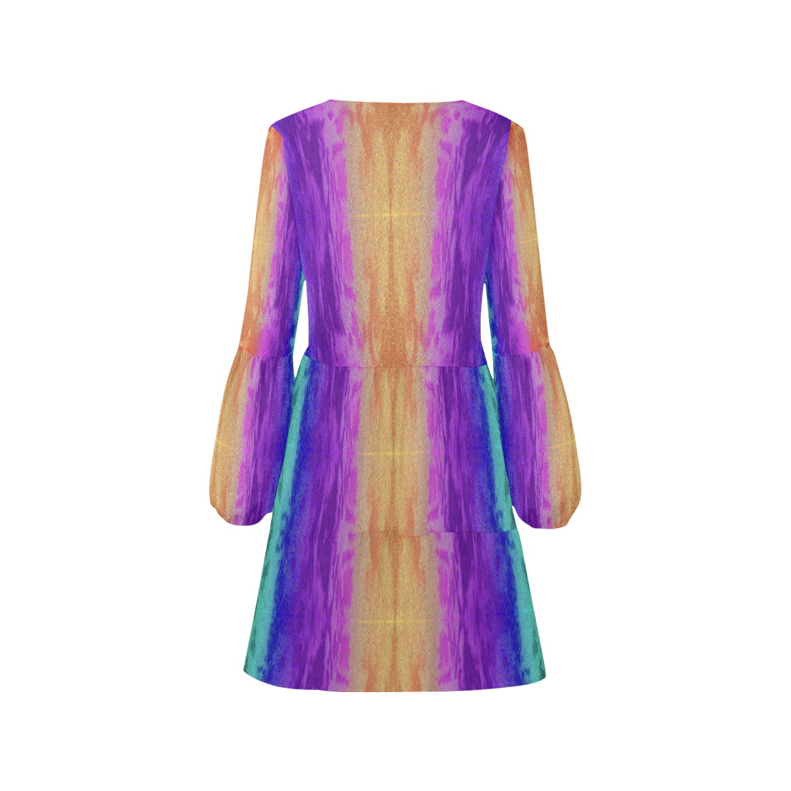 Rainbow V-Neck Loose Fit Dress (Model D62)