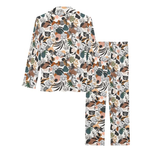Abstract birds in the jungle 63 Women's Long Pajama Set