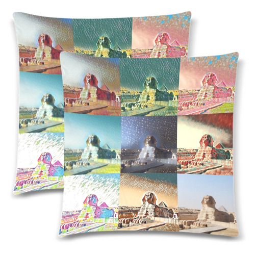 The Sphinx, Giza, Egypt Collage Custom Zippered Pillow Cases 18"x 18" (Twin Sides) (Set of 2)