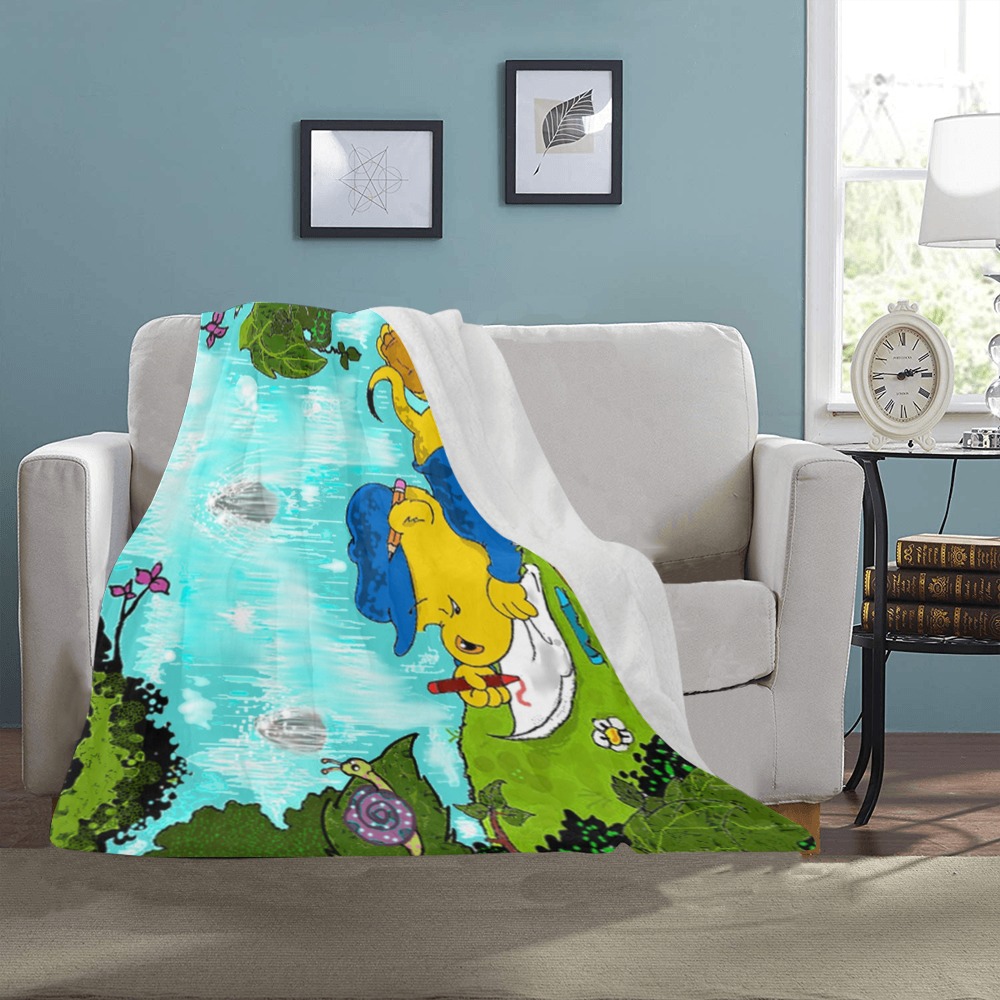 Ferald Drawing By The Waterfall Ultra-Soft Micro Fleece Blanket 40"x50"