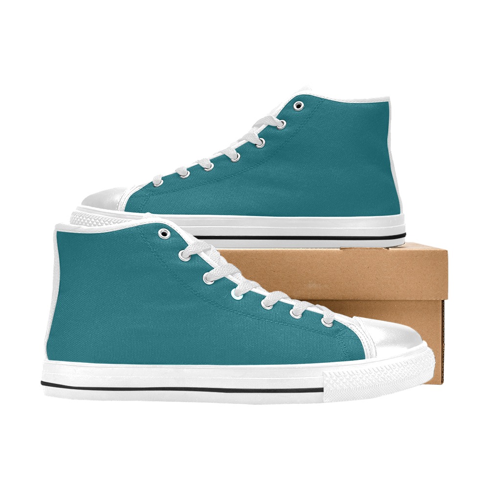 Harbor Blue Men’s Classic High Top Canvas Shoes (Model 017)