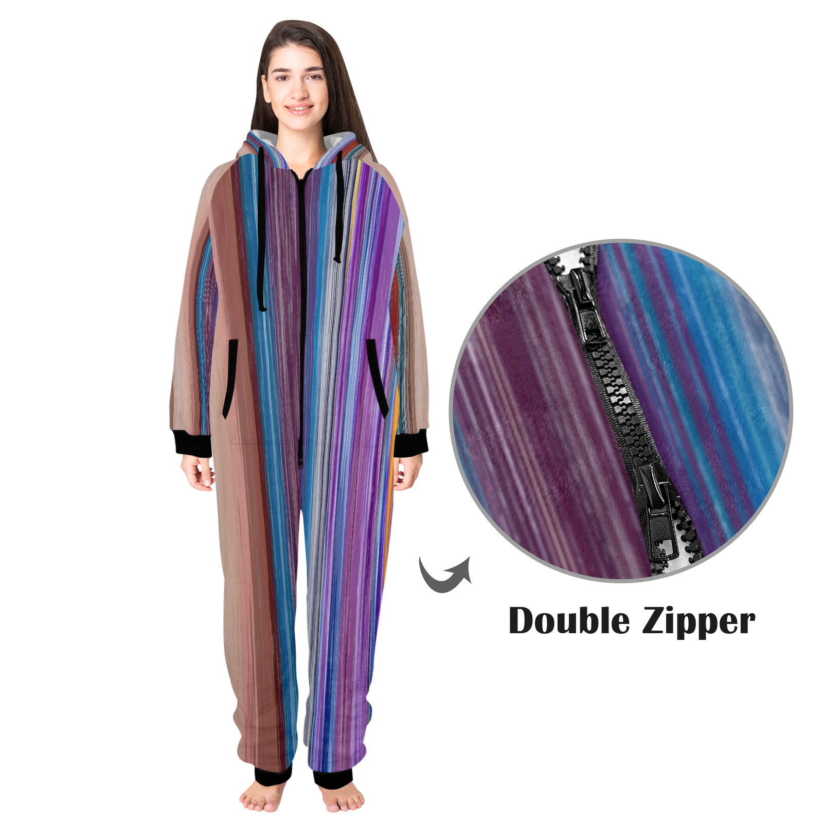 Altered Colours 1537 Unisex One-Piece Zip Up Hooded Pajamas