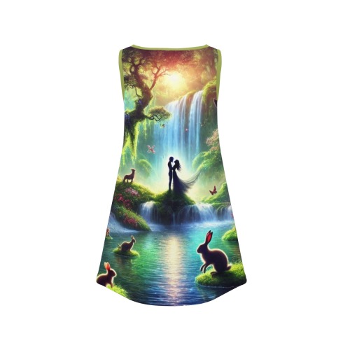 mystical waterfall - Girls sleeveless dress Girls' Sleeveless Dress (Model D58)