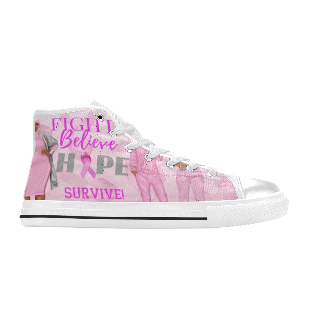 FOS Breast Cancer Awareness Women's Classic High Top Canvas Shoes (Model 017)