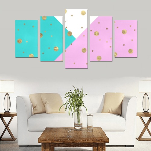 Pink and Aqua Abstract Canvas Print Sets C (No Frame)