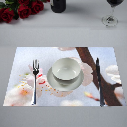 Purity and tenderness of Japanese apticot flowers. Placemat 12’’ x 18’’ (Set of 6)