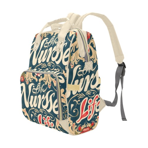 Nurse Pattern Backpack(9) Multi-Function Diaper Backpack/Diaper Bag (Model 1688)