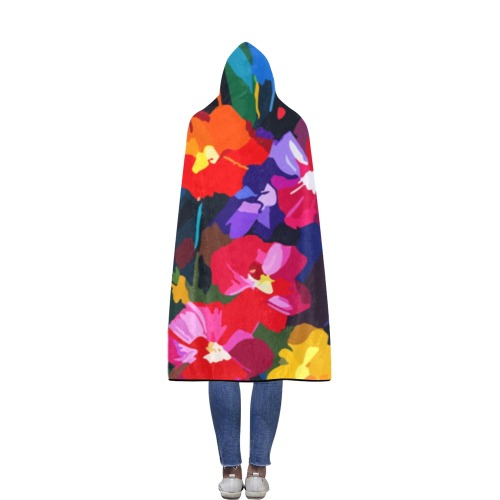 Beautiful colorful flowers in the magic garden. Flannel Hooded Blanket 56''x80''