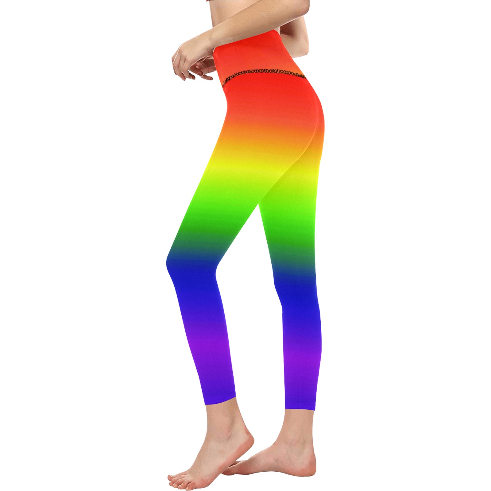 rainbow side Women's All Over Print High-Waisted Leggings (Model L36)