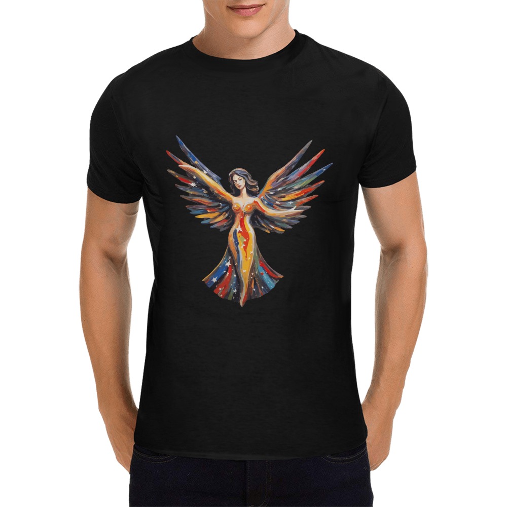 Colorful Angel Guardian Woman Art Men's T-Shirt in USA Size (Front Printing Only)
