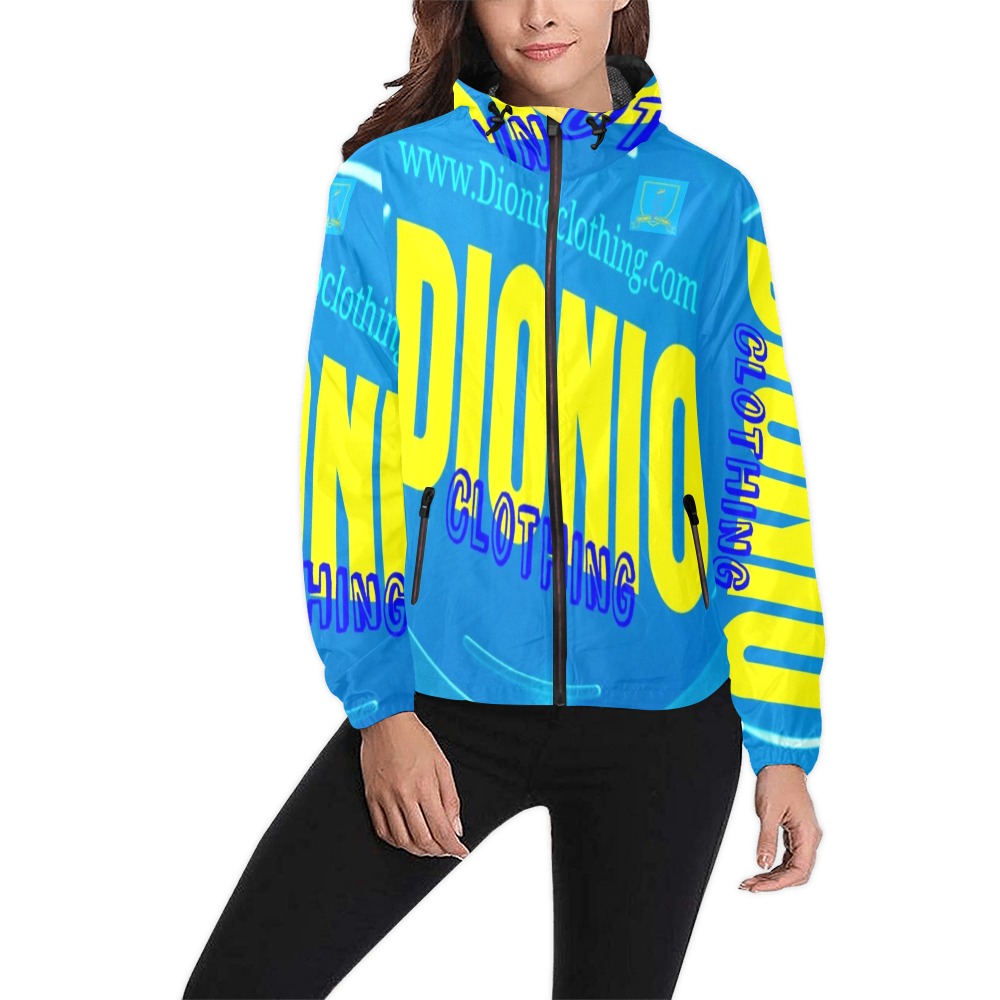 DIONIO Clothing - Turquoise & Yellow Alt. Big Logo Windbreaker Jacket Unisex All Over Print Windbreaker (Model H23)