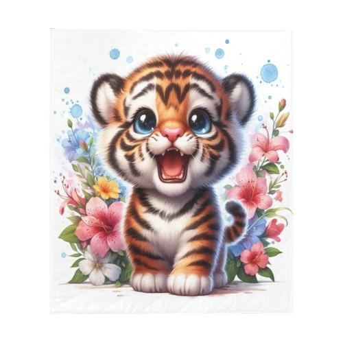 Watercolor Tiger 1 Quilt 60"x70"