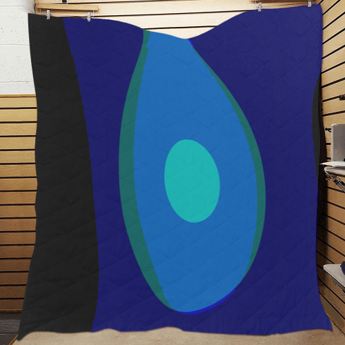 Dimensional Blue Abstract 915 Quilt 70"x80"