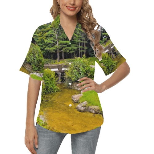 Japanese garden All Over Print Hawaiian Shirt for Women (Model T58)