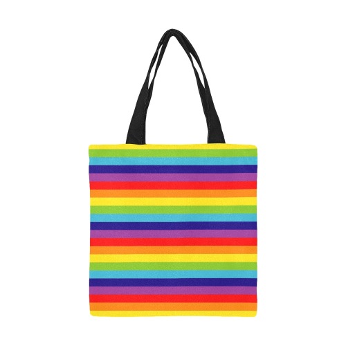Rainbow Stripes Small Tote All Over Print Canvas Tote Bag/Small (Model 1697)