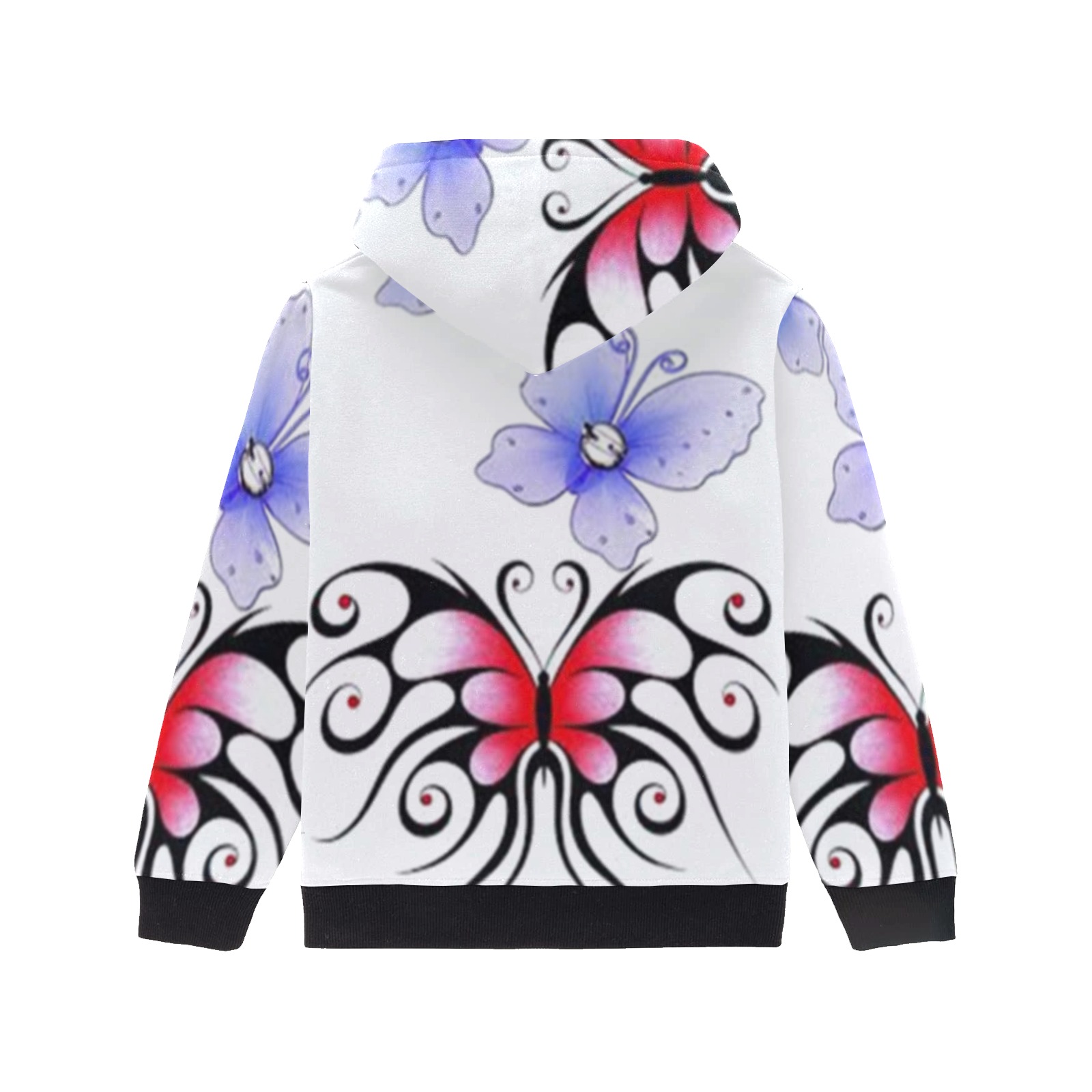 3d Butterfly Little Girls' Long Sleeve Hoodie (Model H57)