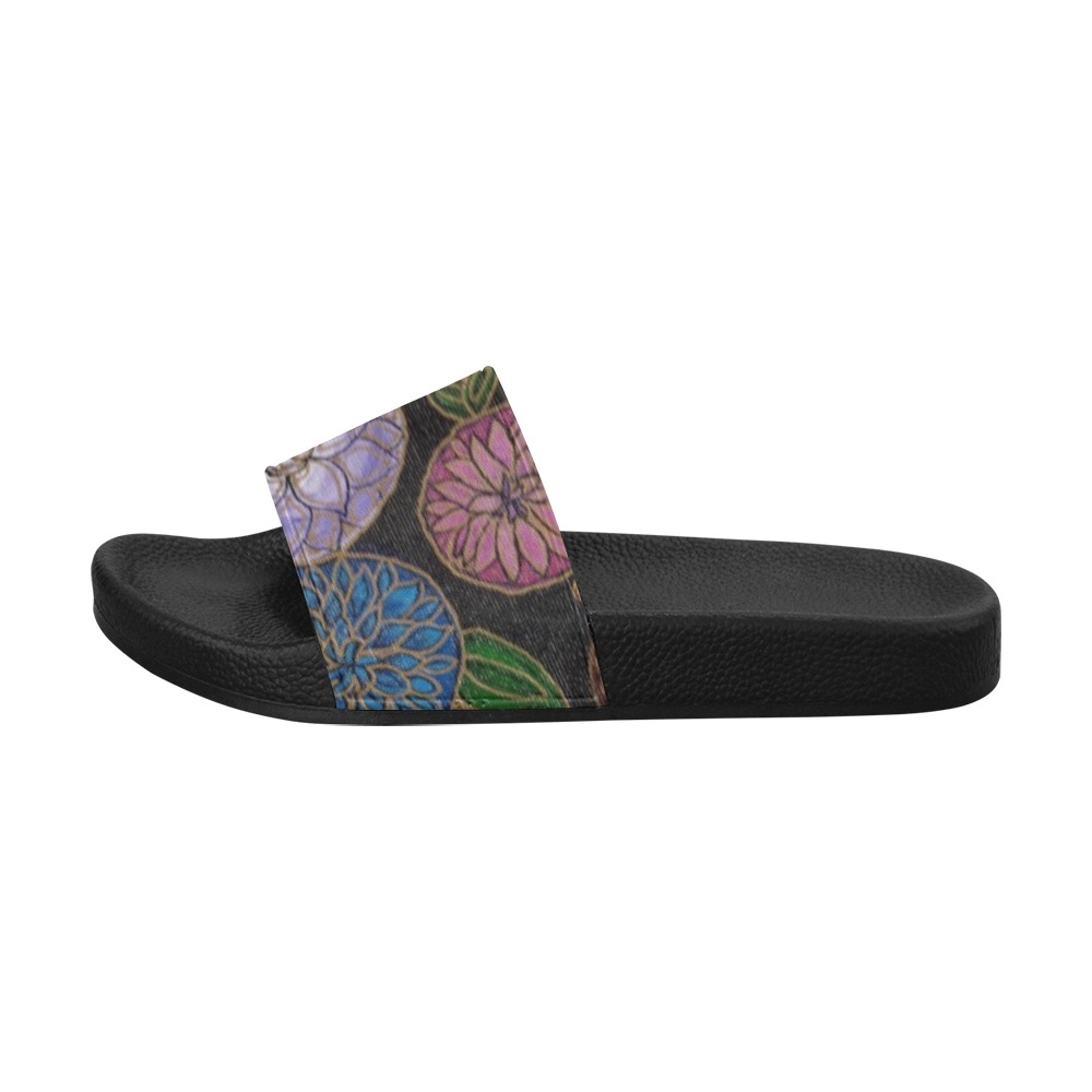 Floral Design Women's Slide Sandals (Model 057)