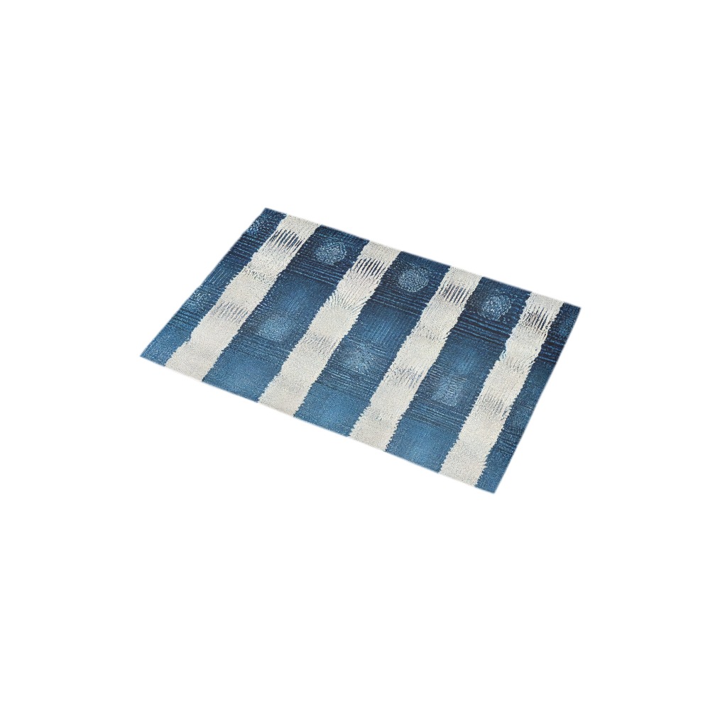 blue and white striped pattern Bath Rug 16''x 28'' ID D6493339