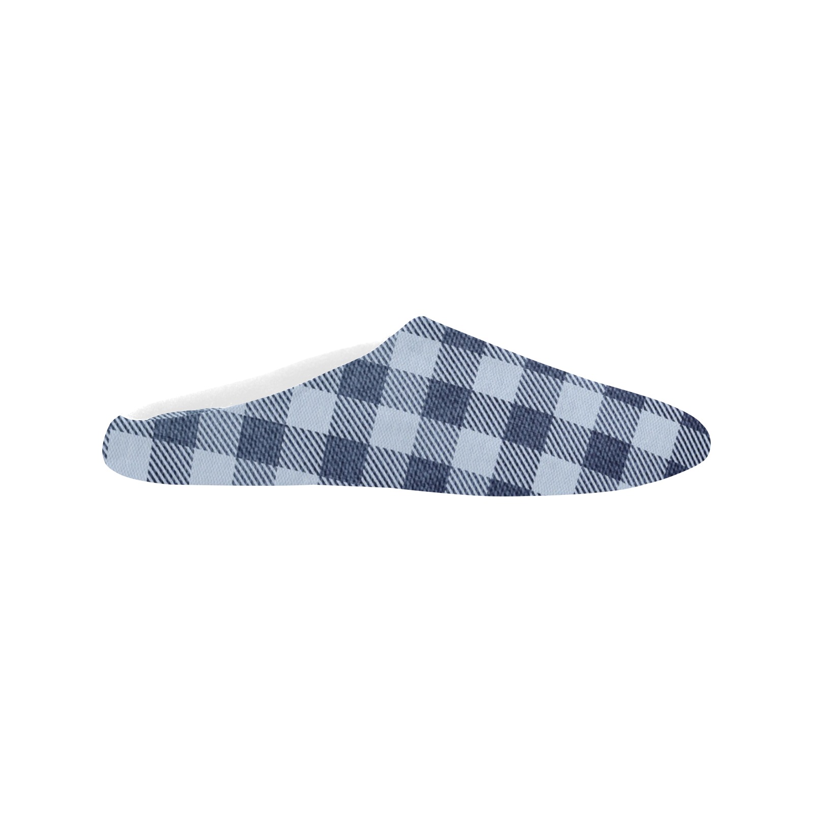 Pastel Blue Plaid Women's Non-Slip Cotton Slippers (Model 0602)