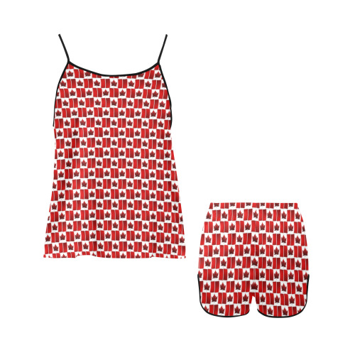 Canadian Flag Women's Spaghetti Strap Short Pajama Set