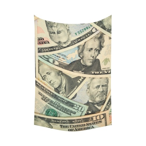 US PAPER CURRENCY Cotton Linen Wall Tapestry 60"x 90"