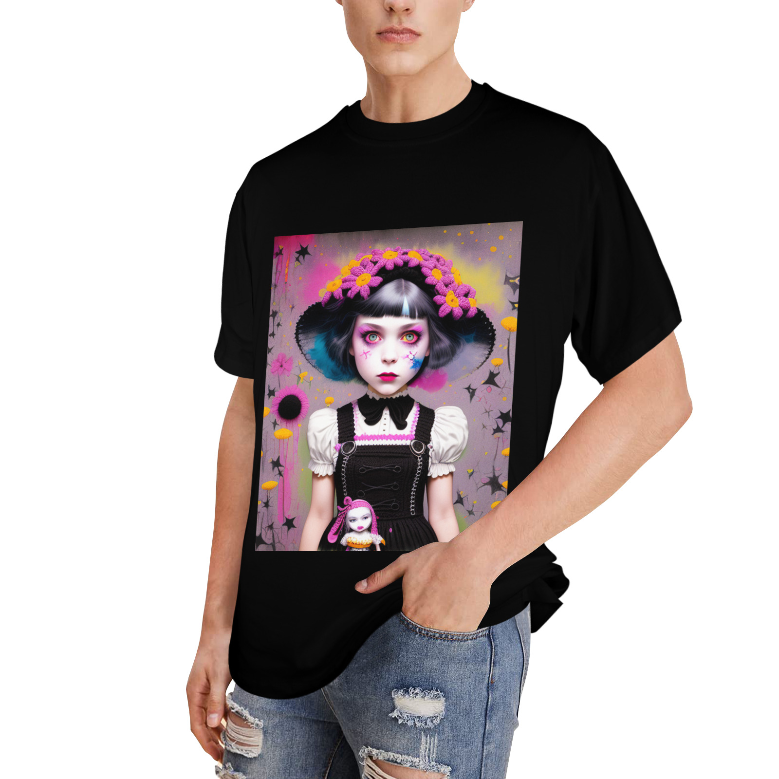 halloween witch gothic girl 4 Men's Glow in the Dark T-shirt (Front Printing)