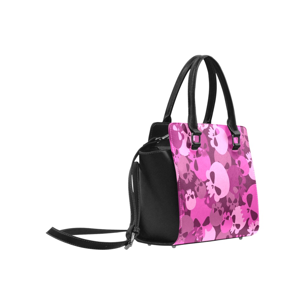 Pink Camo Skull Handbag Classic Shoulder Handbag (Model 1653)