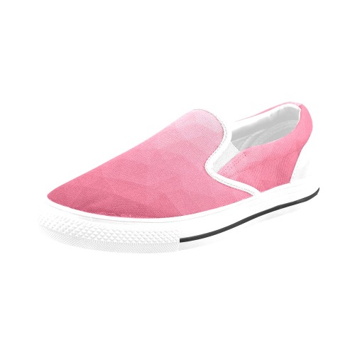 Magenta pink ombre gradient geometric mesh pattern Women's Slip-on Canvas Shoes (Model 019)